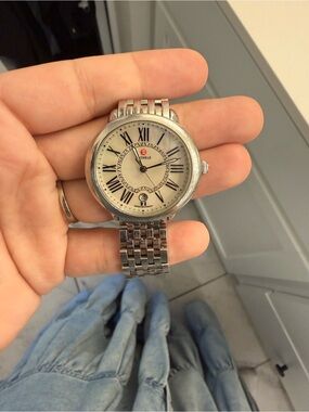 MICHELE Serein Mid Stainless Diamond Dial watch. Original needs a new battery